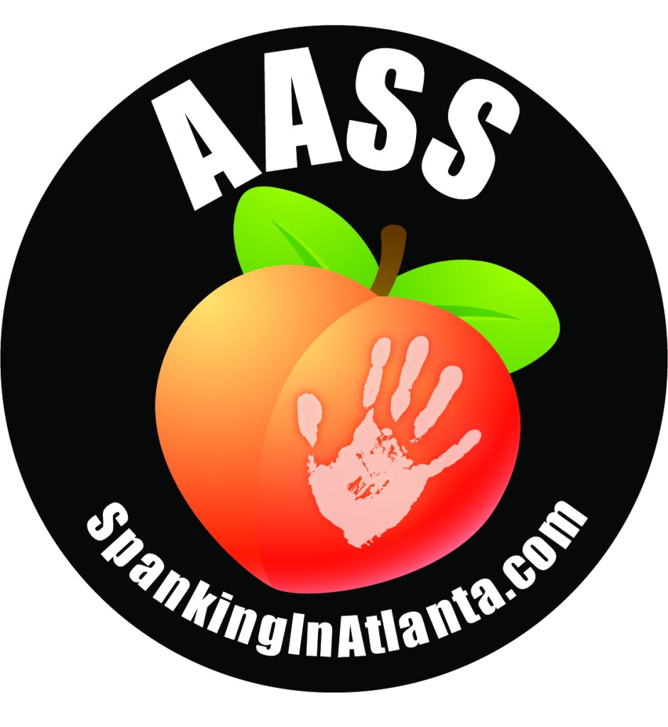 The logo for the Atlanta Area Spanking Society: a peach with a handprint on it.