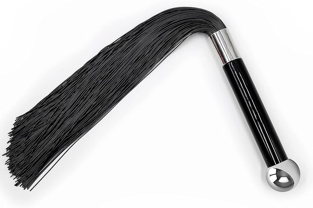 A black flogger, but the falls are made of koosh-ball material.