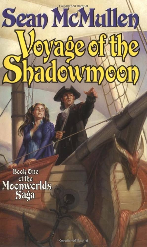 The cover of the novel VOYAGE OF THE SHADOWMOON by Sean McMullen