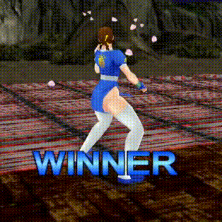 Kasumi, from the original Dead or Alive game, her breasts bouncing.